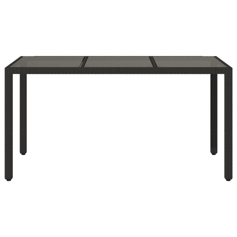 vidaXL Gartentisch aus Polyrattan mit Glasplatte in Schwarz, B/T/H: 150 x 90 x 75 cm - Bild 5