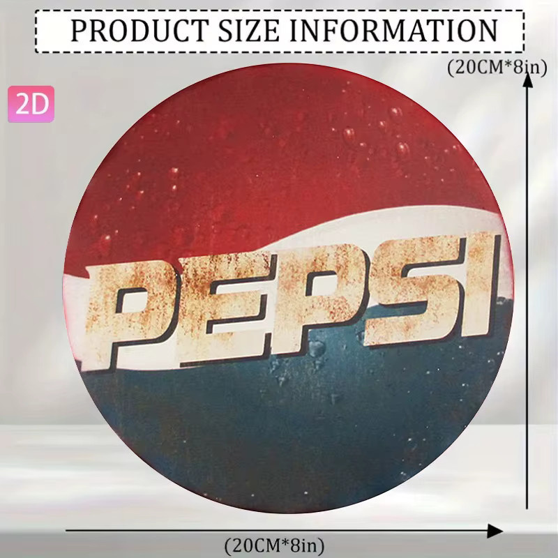 Pepsi Vintage Metallschild im Retro-Design als runde Wandkunst für Bar und Café, Mehrfarbig, Durchmesser: 20 cm - Bild 2