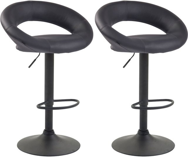 CLP 2er Set Barhocker Olinda in Schwarz aus Kunstleder mit höhenverstellbarem Metallfuß - Bild 1