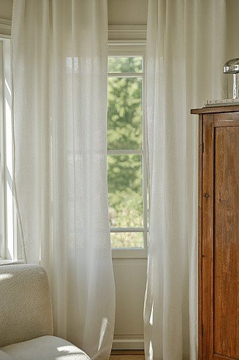 Jotex LILL Vorhang Set aus Leinenmischung in Weiß, 2er-Pack, halbtransparent, Breite: 140 cm - Bild 1