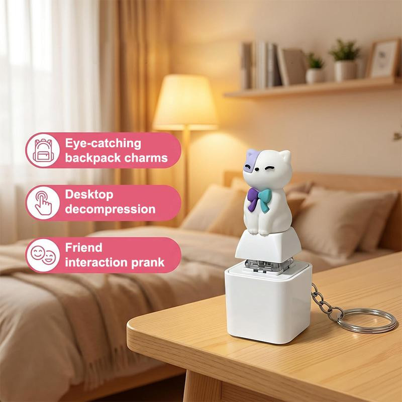 Iridescentwe Lustiger Schlüsselanhänger USB-C wiederaufladbar Hund Katze Tastatur Klicker Fidget Spielzeug mit LED - Bild 2