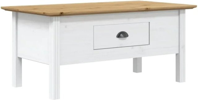 vidaXL Couchtisch BODO im französischen Stil aus massivem Kiefernholz, Weiß und Braun, B/T/H: 100 x 55 x 46 cm - Bild 1