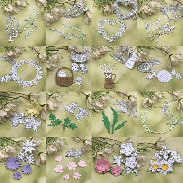 Silberne Metall Stanzformen für Blumendekoration und DIY Scrapbooking als dekorative Prägung und Handwerk Stanzvorlage - Bild 1