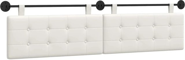 vidaXL Wandmontiertes Polsterpaneel aus Kunstleder in Weiß mit geometrischem Design, B/H: 210 x 55 cm - Bild 1