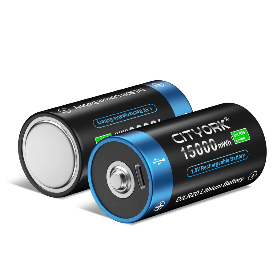 CITYORK Wiederaufladbare LR20 D-Batterien 1,5V USB-C Li-Ionen-Akku 15000mWh Schwarz - Bild 3