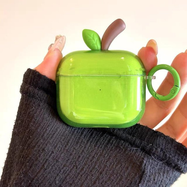 Silikon Kopfhörerhülle mit süßem rotem Frucht-Design für Apple AirPods 4, 3, 2 und Pro 2 Generation in Grün - Bild 1