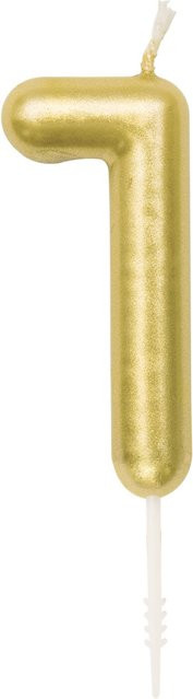 Rico Design Zahlenkerze 1 in Gold aus Paraffinwachs für Geburtstag und Jubiläum - Bild 1