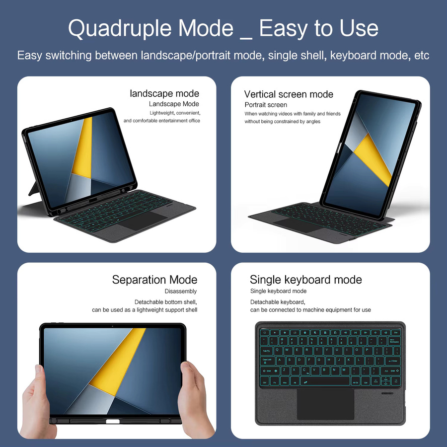 Xiaomi Touchpad-Tastatur und Hülle für POCO Pad M1 12,1 Zoll, abnehmbare magische Tastaturabdeckung mit Stiftschlitz, Schwarz - Bild 3