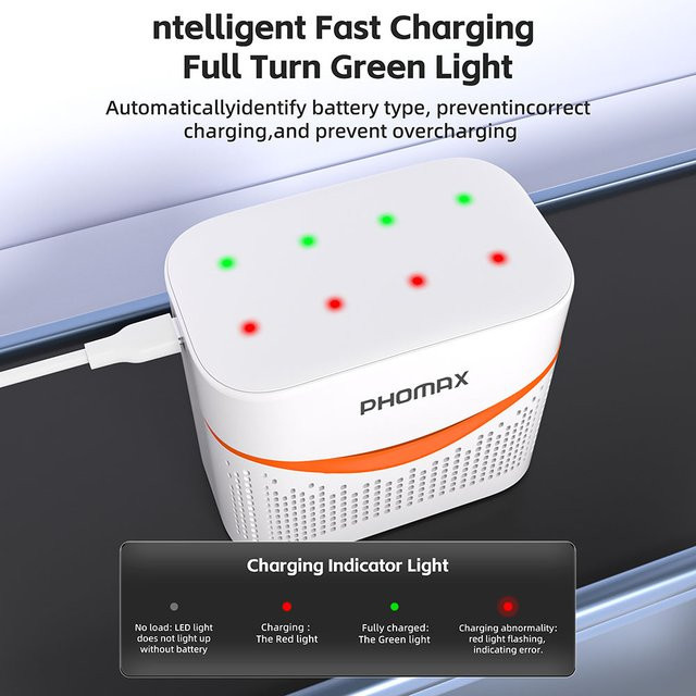 PHOMAX Ni-MH Akku Ladegerät für AA und AAA Batterien in Weiß - Bild 1
