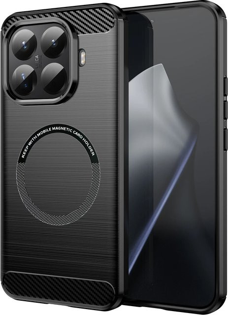Luxus Business Carbon Fiber Silikon Schutzhülle mit Magnetfunktion für Xiaomi 15T Pro, 14T, 13T Pro und 15 Ultra in Schwarz und Rot - Bild 1
