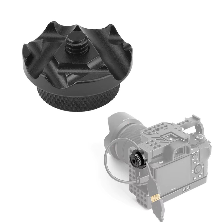 MINIFOCUS Mini-Tether-Clip für DSLR-Kameras in Schwarz als USB-Kabelschutz für Stativ-Schnellwechselplatten - Bild 2