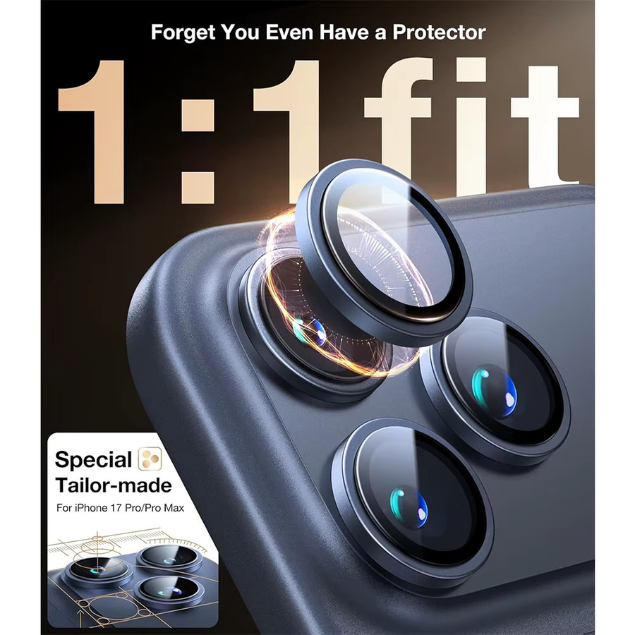 NYFundas Kamera Objektiv Schutz Glas Abdeckung für iPhone 17 Pro Max, 16 Pro, 15 Pro, 14 Pro, 13 Pro, 12 Pro in Schwarz oder Silber - Bild 4