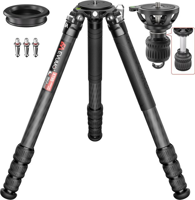 Evumo XT9S Profi-Jagdstativ aus Kohlefaser in Schwarz für Kamera und Vogelbeobachtung mit einer maximalen Traglast von 40 kg - Bild 1