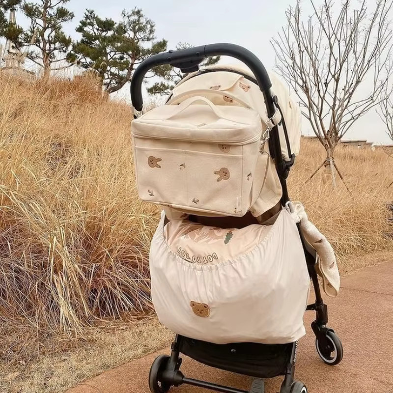 DANIVIVI Tragbare Kinderwagen Organizer Tasche für Babyartikel in Schwarz oder Beige - Bild 2