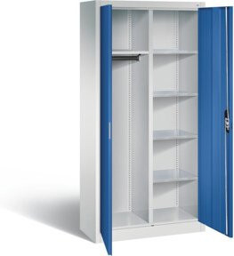 C+P Akten- und Garderobenschrank Acurado aus Stahl, Front Enzianblau, Korpus Lichtgrau, H x B x T: 195 x 93 x 40 cm - Bild 1