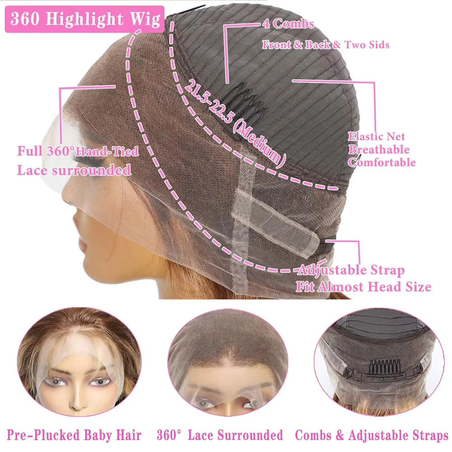 Dula A Hair Invisi Strap 360 Full Lace Glueless Perücke, Echthaar, gerade - Bild 3