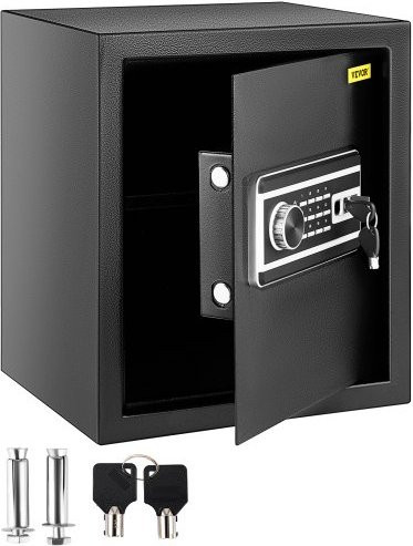 VEVOR Sicherheitstresor Schwarz mit Fingerabdruck und Digital-Tastenfeld, Wandtresor aus Stahl mit 4 Schlosssystemen und herausnehmbarem Fach, B/T/H: 48,1 x 35,0 x 40,0 cm - Bild 1