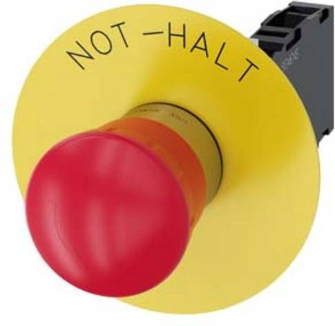 Siemens Not-Halt-Pilzdrucktaster aus Metall in Rot und Gelb 3SU1150-1HB20-1FH0 - Bild 1