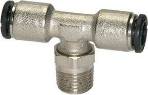 Riegler T-Steckverschraubung click-clock drehbar Messing Silber R 1/4 Ø 6 mm - Bild 1