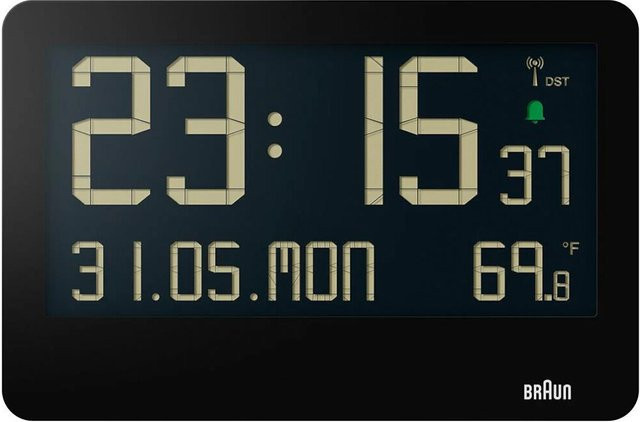 Braun BC14B-DCF Digital Funk Wanduhr und Wecker in Schwarz, Breite: 26,1 cm, Tiefe: 2,5 cm, Höhe: 17,3 cm - Bild 1