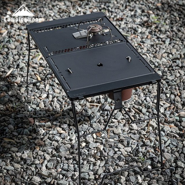 CAMPINGMOON CK-25BK-1P IGT Kombinationstisch in Schwarz, passend für Snow Peak Herdabdeckungen, Outdoor Camping Tischzubehör aus Metall - Bild 1