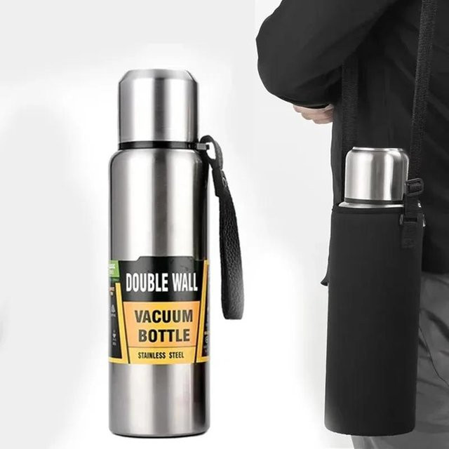 Mango Event Thermoskanne aus Edelstahl mit Vakuumisolierung und Trageseil, Silber, 1500 ml - Bild 1