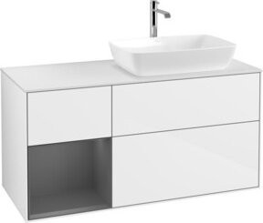 V&B Waschtischunterschrank Finion mit Wandbeleuchtung, Farbe: Weiß lackiert, Breite: 120 cm, Höhe: 50,1 cm, Tiefe: 50,1 cm - Bild 1