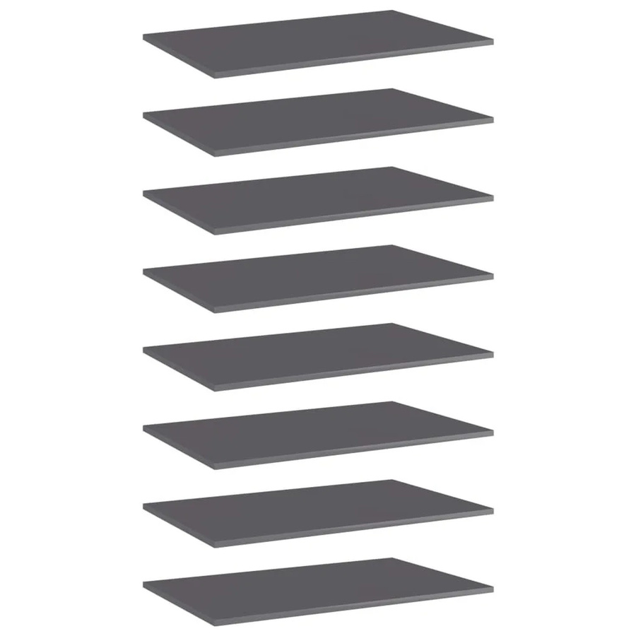 vidaXL Bücherregal-Bretter Set 8 Stück in Grau Hochglanz, B: 80 cm, T: 50 cm, H: 1,5 cm - Bild 2