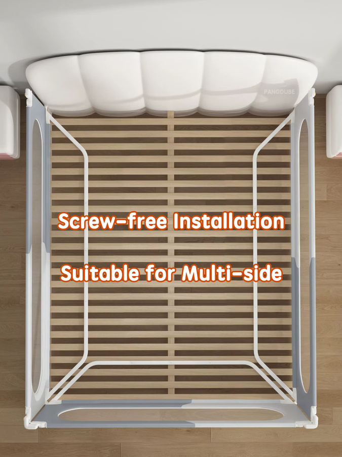 PANGDUBE Babybett-Sicherheitsgeländer höhenverstellbar mit schraubenfreier Installation als kindersichere Barriere - Bild 2