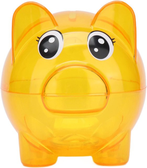 Bruchfestes Sparschwein in Schweineform aus transparentem Kunststoff von OutsideWorld in Gelb - Bild 1