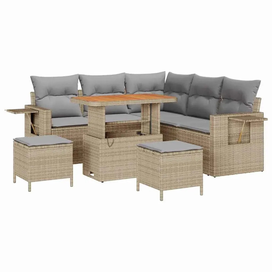 vidaXL Garten-Sofa-Set 8-teilig aus Poly-Rattan in Beige und Grau - Bild 1