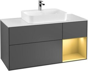 V&B Finion Waschtischunterschrank mit LED-Wandbeleuchtung und Regalfach, Anthrazit Matt, Breite: 120 cm - Bild 1