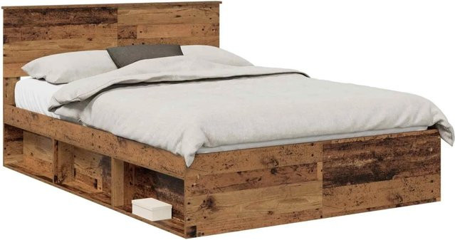 vidaXL Bettrahmen mit Kopfteil aus Holzwerkstoff in Braun, B/T/H: 140 x 190 x 90 cm - Bild 1