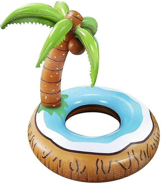 PACA BASE Aufblasbarer Schwimmring Palme Kokosnuss Blau Braun - Bild 1