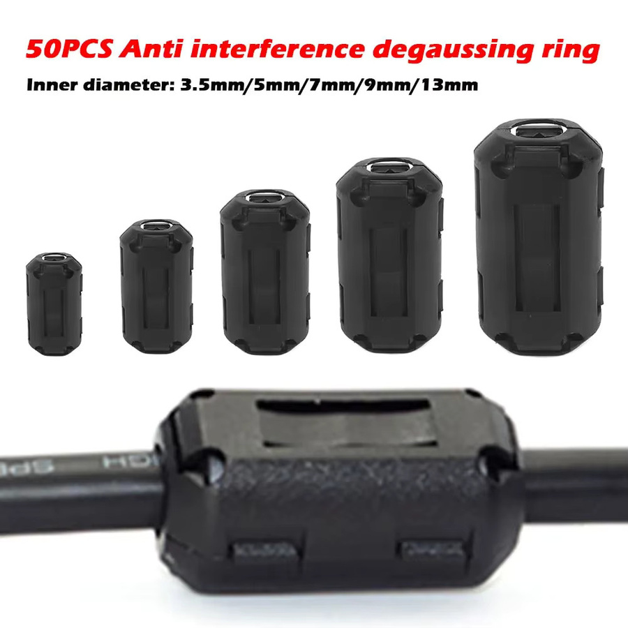 Clip-on Ferrit Ring Kern Perlen Set als RFI EMI Filter Rauschunterdrücker für USB Audio Video und Netzkabel in Schwarz (22 oder 50 Stück) - Bild 2