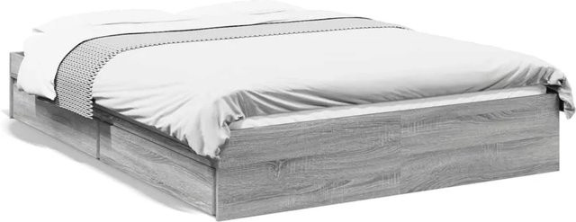vidaXL Bettgestell mit Schubladen in Grau Sonoma aus Holzwerkstoff, B/T/H: 140 x 200 x 28 cm - Bild 1