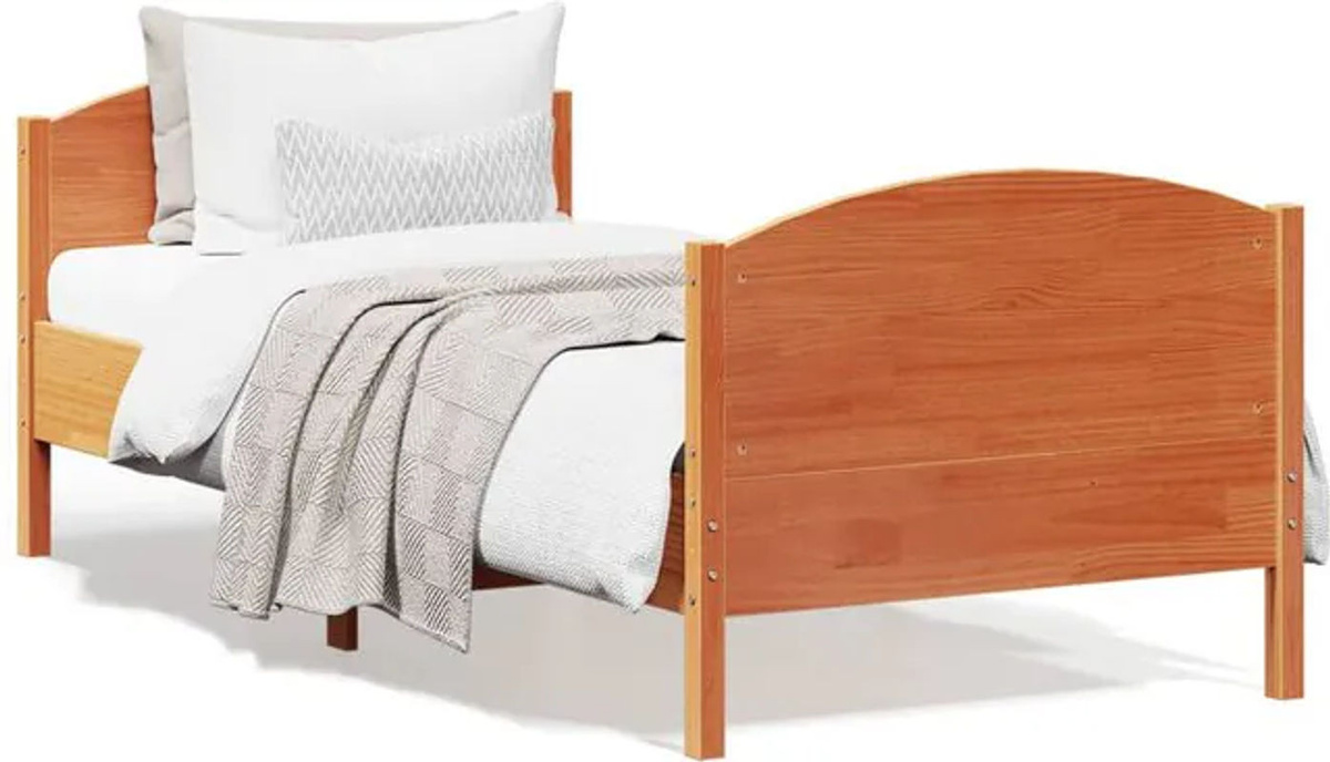 Vidaxl Massivholzbett aus Kiefer in Braun im Landhausstil, B/T/H: 75 x 190 cm - Bild 1