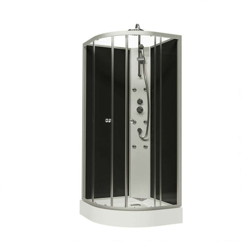 Schulte Komplettduschkabine Rhodos Black mit Schiebetür, Farbe: Silber/Grau, B/T/H: 85 x 85 x 225 cm - Bild 2