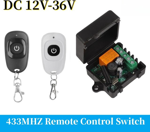kebidumei Funkfernbedienung 433 MHz mit 1-Kanal RF-Relais-Empfänger und 1-Kanal-Sender für elektromagnetische Türschlösser DC 12V 24V 36V - Bild 1