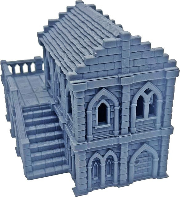 SANMERSEN Zweistöckige 3D-gedruckte Taverne und Inn, Geländelandschaft, Fantasy, Wargaming, Gelände, DnD-Baumodell - Bild 1