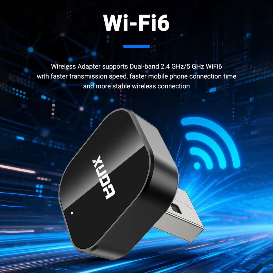 XUDA 2-in-1 Kabelloser CarPlay und Android Auto Adapter, 5GHz WLAN, USB-C und USB, Schwarz - Bild 5