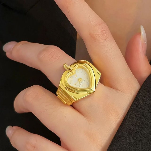 YHTOT Mini-Fingeruhr, Edelstahl, Gold, Damen - Bild 1