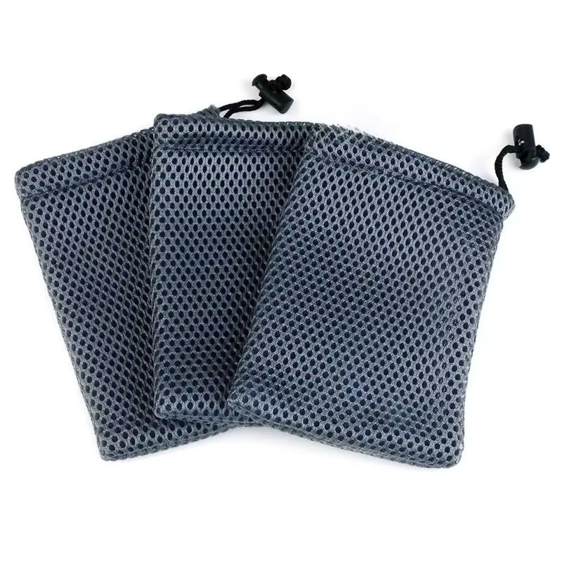Chanfar 10er Set Nylon-Netzbeutel mit Kordelzug in Grau, B/H: 9 x 13 cm zur Schmuckverpackung oder für Brillen und Handys - Bild 7