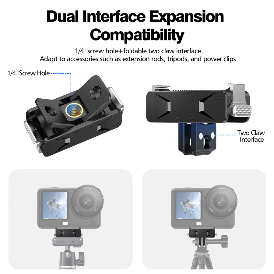 Magnetische Schnellverschluss-Kamerahalterung für DJI OSMO Action 6 in Schwarz mit 1/4 Zoll Schrauben-Schnellverschlussbasis für Sportkameras - Bild 3