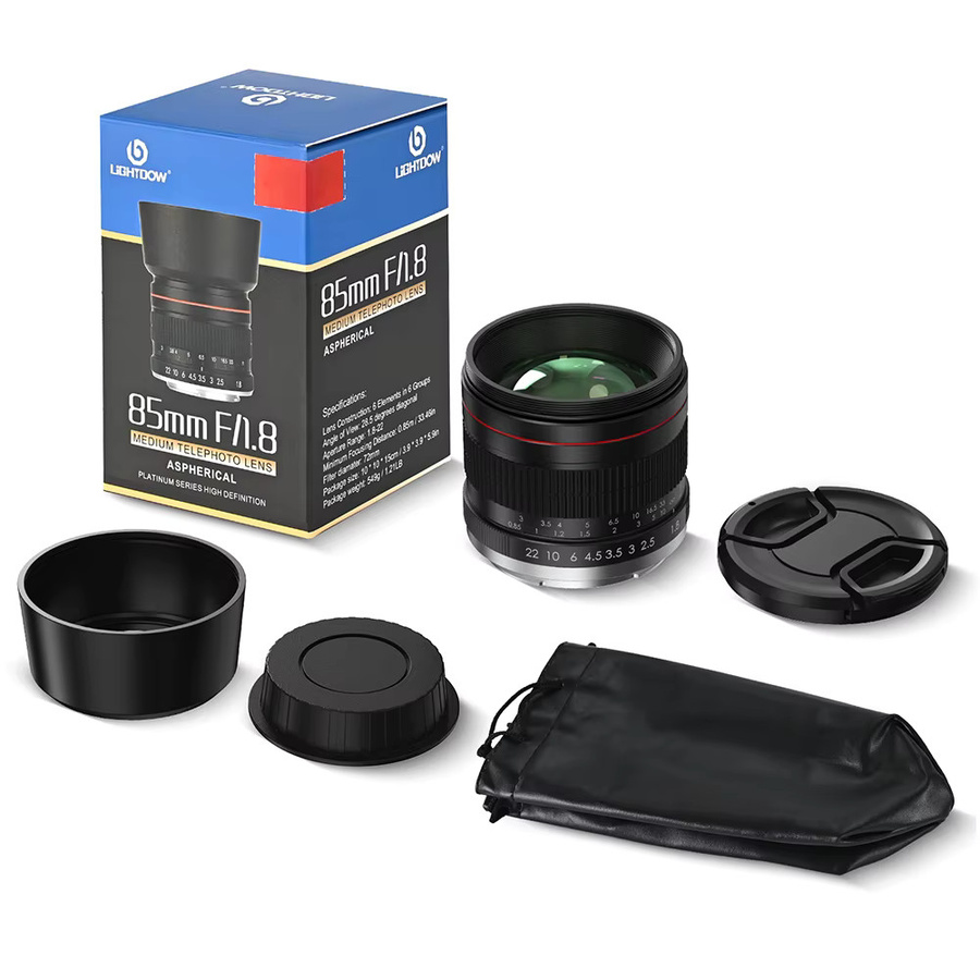 Lightdow Vollformat Prime 85 mm F1.8-F22 Portraitobjektiv mit Handfokus und MC Mehrschichtiger Beschichtung in Schwarz - Bild 4