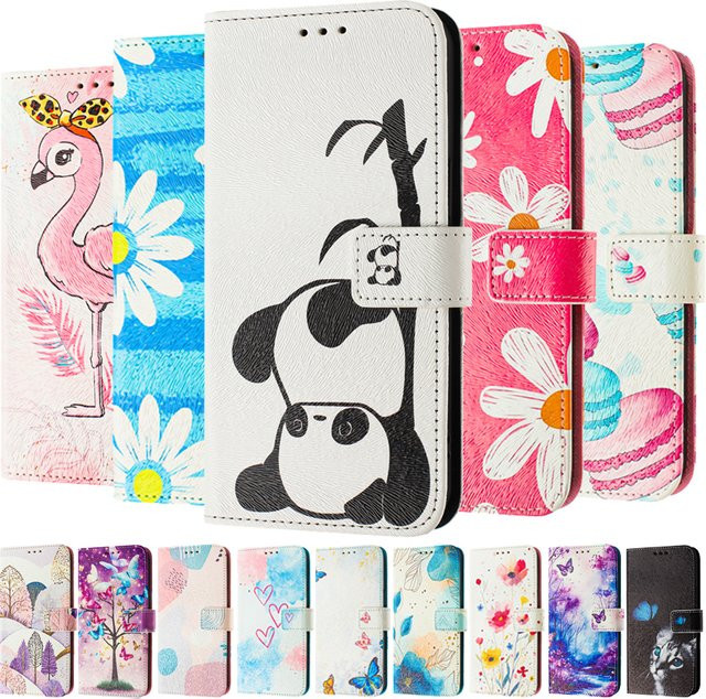 Leder Handyhülle mit Katze und Blumen für Samsung Galaxy A50 A20E A10E A20S A30 A40 A70 als Flip Cover Wallet mit Magnetverschluss - Bild 1
