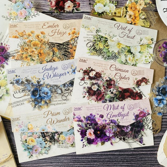 Journamm 15-teiliges PET-Aufkleber-Set mit Blumenmotiv in Multicolour für Scrapbooking, Collage und Kartenherstellung - Bild 1