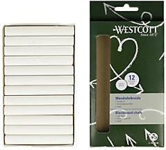 Westcott Tafelkreide weiß, staubarm und leicht abwaschbar, 12 Stück, B: 12 mm x H: 84 mm - Bild 1