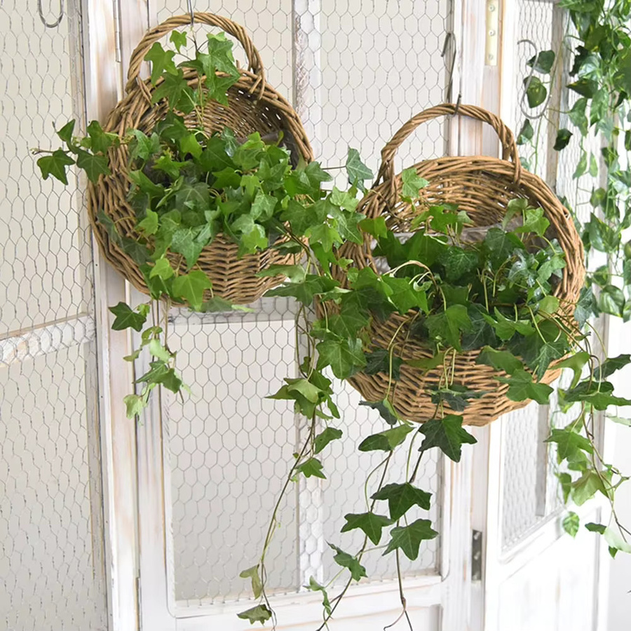 APWIKOGER Handgefertigter Rattan-Blumenkorb als Wandbehang für Garten und Balkon - Bild 2