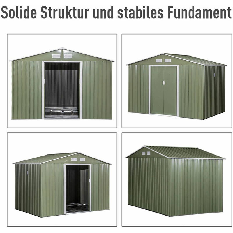 Outsunny Gerätehaus mit Bodenrahmen und Schiebetüren in Hellgrün, B: 277 cm, T: 195 cm, H: 192 cm - Bild 2